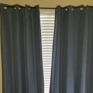 Beautiful blue faux Linen 84" curtains panels x 2